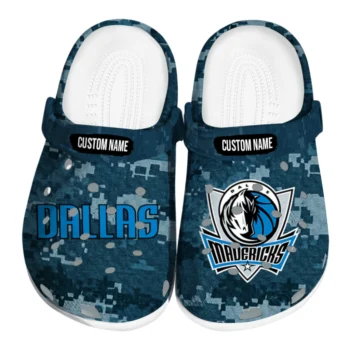 Dallas Mavericks Clogs - Customized Digital Camo Blue