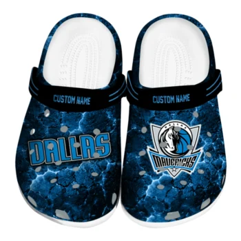 Dallas Mavericks Clogs - Personalized Cracked Energy Blue Black