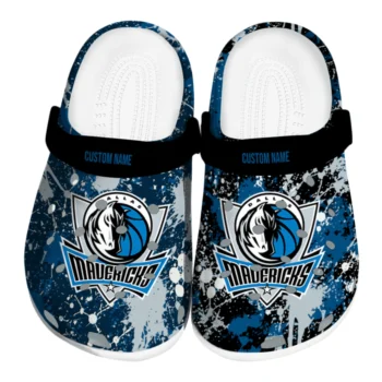 Dallas Mavericks Clogs - Personalized Splatter Splash Blue Black