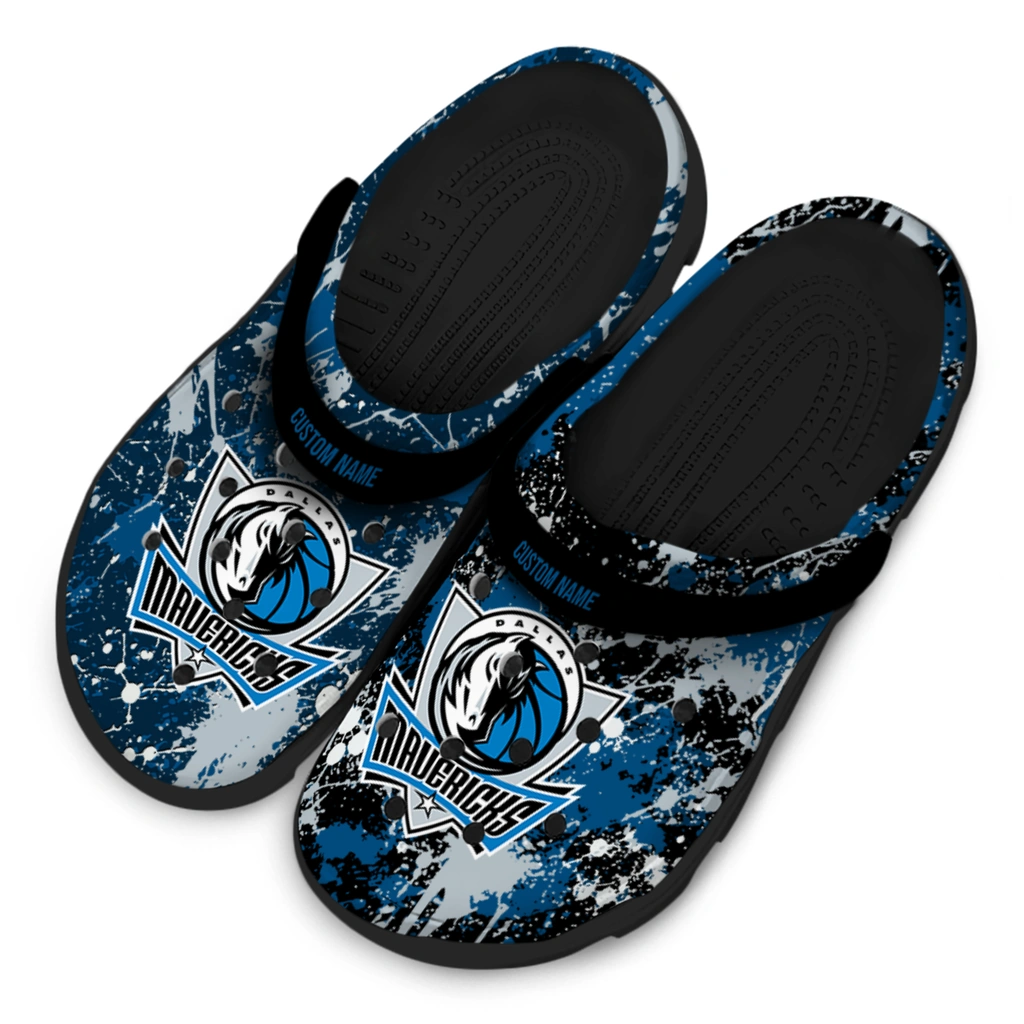 dallas-mavericks-clog-personalized-splatter-splash-blue-black-latest-model.webp