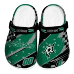 Dallas Stars Clogs - Custom Checkered Streaks Green Black 1 dallas-stars-clog-custom-checkered-streaks-green-black-best-selling.webp