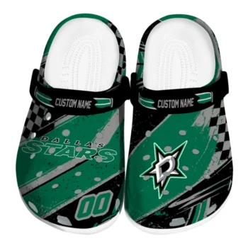 Dallas Stars Clogs - Custom Checkered Streaks Green Black