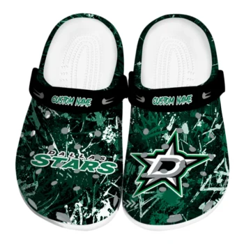Dallas Stars Clogs - Custom Graffiti Burst Green Black