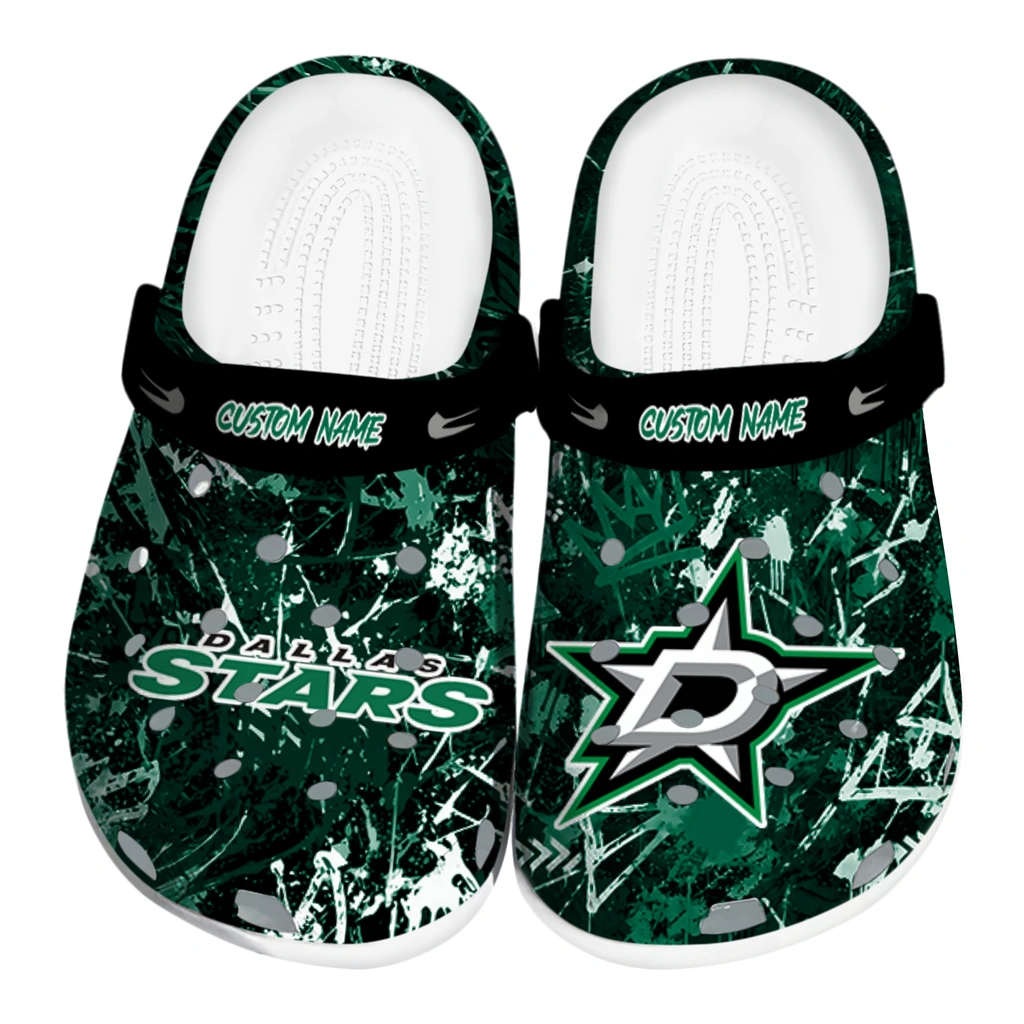 dallas-stars-clog-custom-graffiti-burst-green-black-best-selling.webp dallas stars clog custom graffiti burst green black best selling