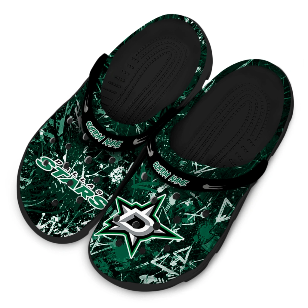 dallas-stars-clog-custom-graffiti-burst-green-black-latest-model.webp