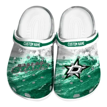 Dallas Stars Clogs - Custom Wave Swirl Green White