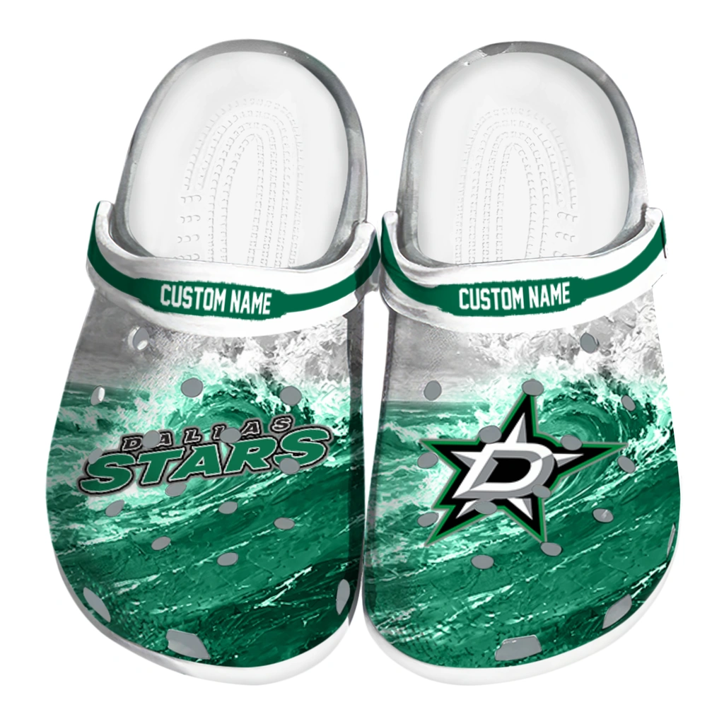 dallas-stars-clog-custom-wave-swirl-green-white-best-selling.webp dallas stars clog custom wave swirl green white best selling