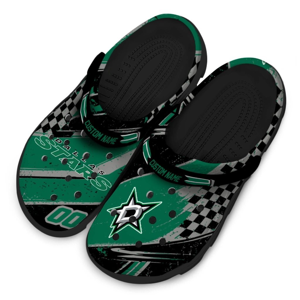 Dallas Stars Clogs - Customized Circuit Geometry Green Black 4