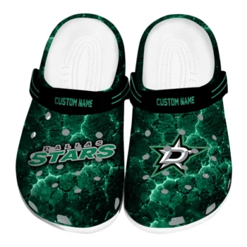 Dallas Stars Clogs - Personalized Cracked Energy Green Black