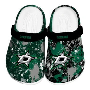Dallas Stars Clogs - Personalized Splatter Splash Green Black