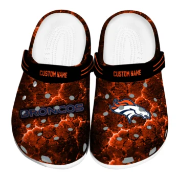 Denver Broncos Clogs - Custom Cracked Energy Orange Black