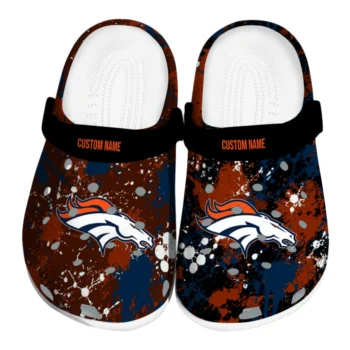 Denver Broncos Clogs - Custom Splatter Splash Orange Black