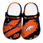 Denver Broncos Clogs - Customized Checkered Streaks Orange Black 1 Denver Broncos Clogs – Customized Checkered Streaks Orange Black 1