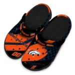 Denver Broncos Clogs – Customized Checkered Streaks Orange Black 1