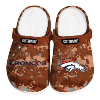 Denver Broncos Clogs - Personalized Digital Camo Orange
