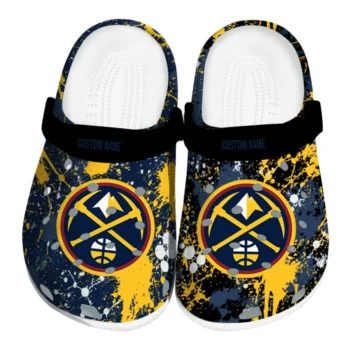 Denver Nuggets Clogs - Custom Splatter Splash Blue Black