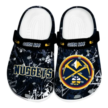 Denver Nuggets Clogs - Customized Graffiti Burst Blue Black