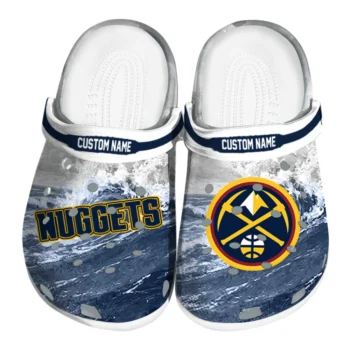 Denver Nuggets Clogs - Customized Wave Swirl Blue White