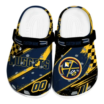 Denver Nuggets Clogs - Personalized Circuit Geometry Blue Black