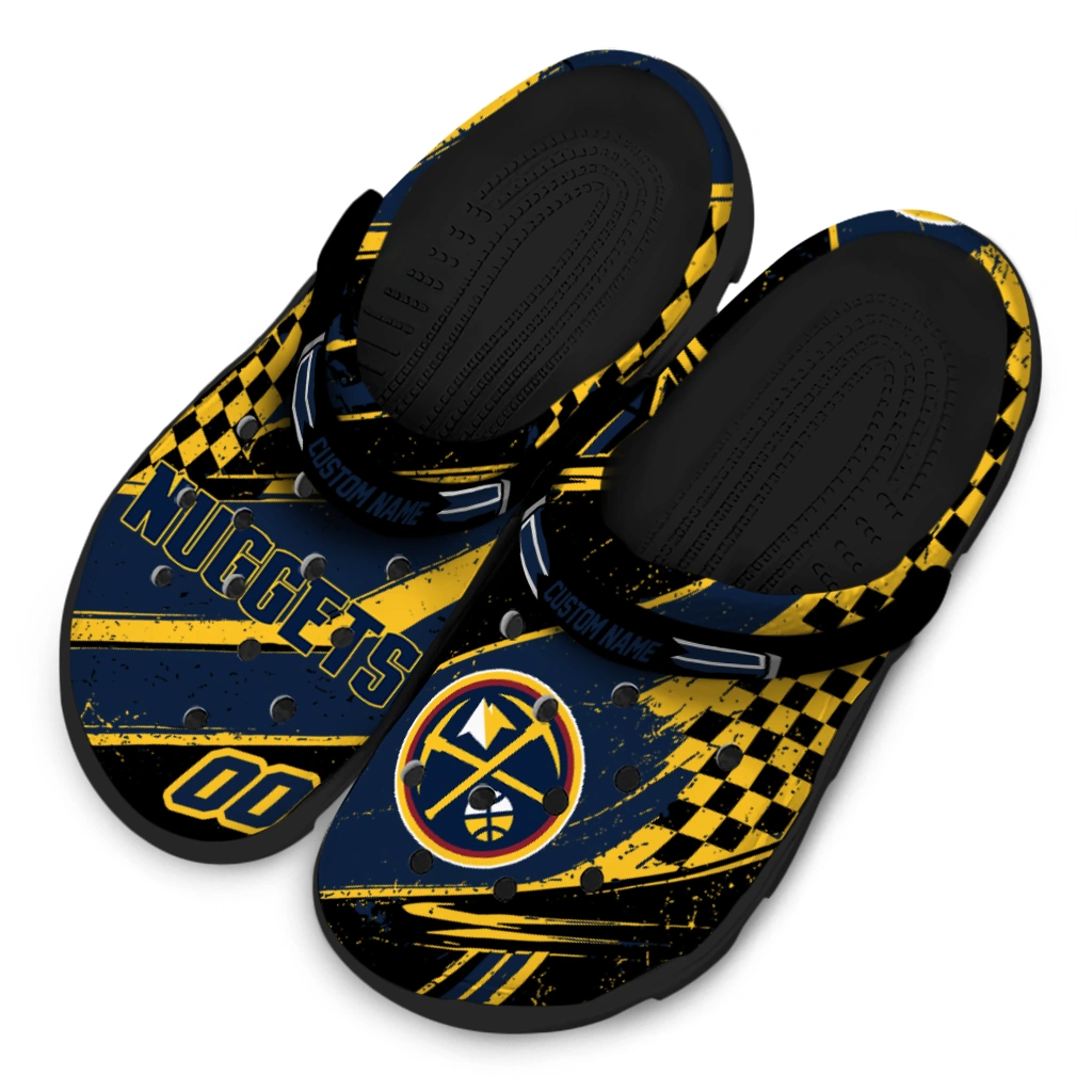 Denver Nuggets Clogs - Personalized Circuit Geometry Blue Black 4
