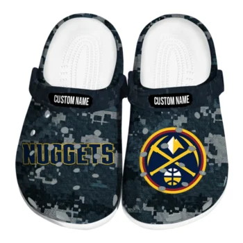 Denver Nuggets Clogs - Personalized Digital Camo Blue