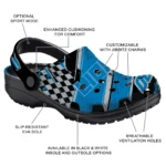 Detroit Lions Clogs – Personalized Checkered Streaks Blue Black 1