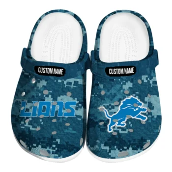 Detroit Lions Clogs - Custom Digital Camo Blue