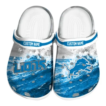 Detroit Lions Clogs - Personalized Wave Swirl Blue White