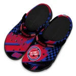 Detroit Pistons Clogs – Personalized Checkered Streaks Red Black 1