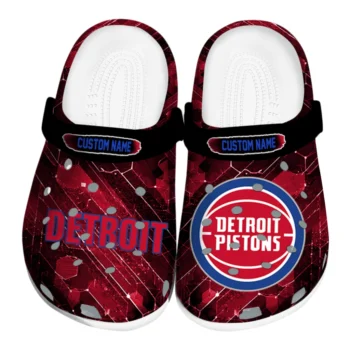 Detroit Pistons Clogs - Custom Circuit Geometry Red Black