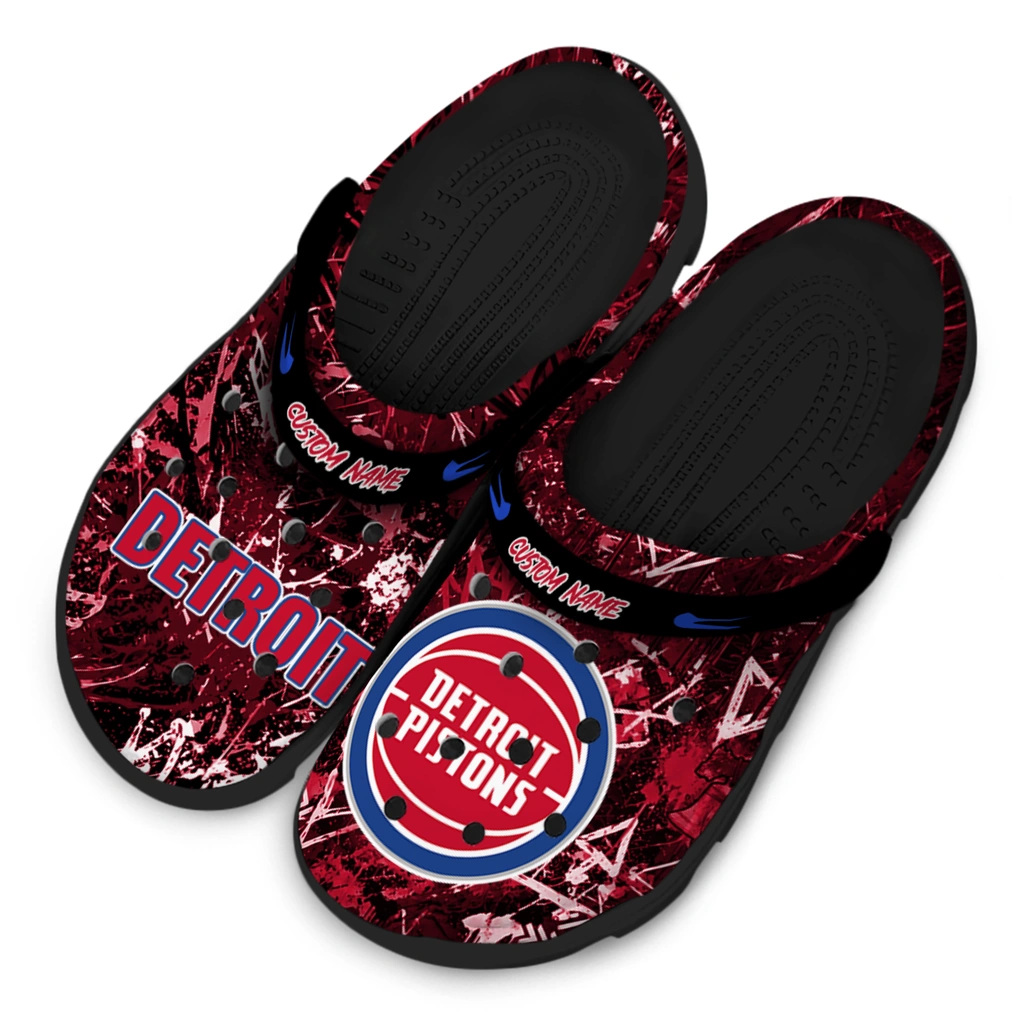 detroit-pistons-clog-personalized-graffiti-burst-red-black-latest-model.webp