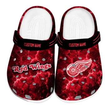 Detroit Red Wings Clogs - Custom Cracked Energy Red Black