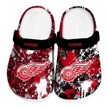 Detroit Red Wings Clogs - Custom Splatter Splash Red Black