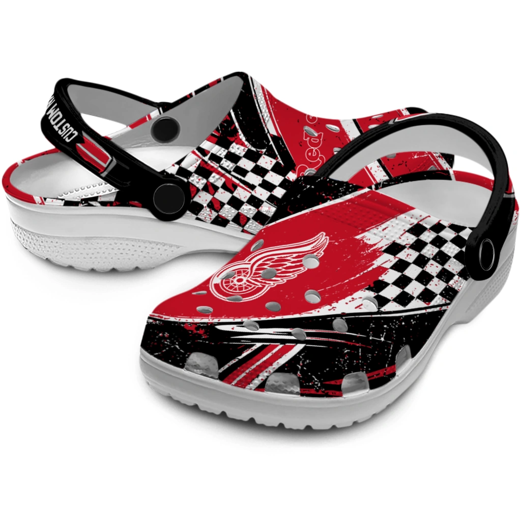 detroit-red-wings-clog-customized-checkered-streaks-red-black-high-quality.webp