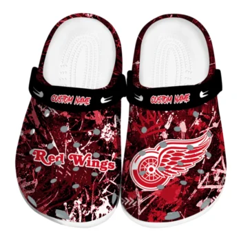 Detroit Red Wings Clogs - Customized Graffiti Burst Red Black