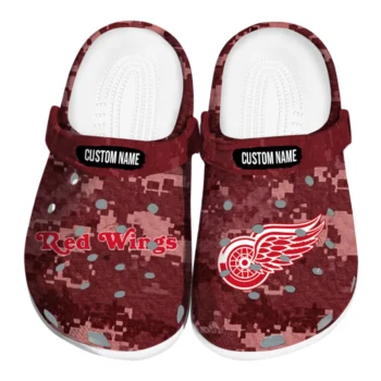 Detroit Red Wings Clogs - Personalized Digital Camo Red