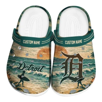 Detroit Tigers Clogs - Custom Wave Scene Fir Green