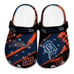 Detroit Tigers Clogs – Customized Checkered Streaks Navy Black 1