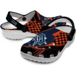 Detroit Tigers Clogs – Customized Checkered Streaks Navy Black 1