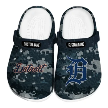 Detroit Tigers Clogs - Personalized Digital Camo Navy