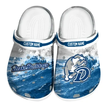 Drake Bulldogs Clogs - Customized Wave Swirl Blue White