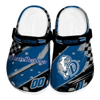 Drake Bulldogs Clogs - Personalized Circuit Geometry Blue Black