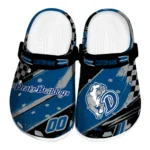 Drake Bulldogs Clogs – Customized Checkered Streaks Blue Black 1
