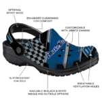Drake Bulldogs Clogs – Customized Checkered Streaks Blue Black 1