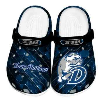 Drake Bulldogs Clogs - Personalized Circuit Geometry Blue Black