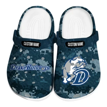 Drake Bulldogs Clogs - Personalized Digital Camo Blue