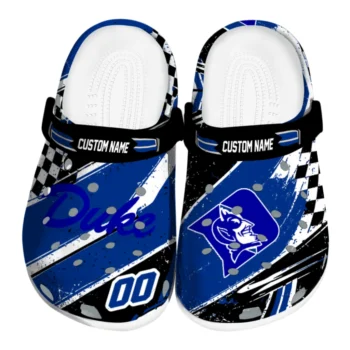 Duke Blue Devils Clogs - Custom Checkered Streaks Blue Black