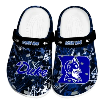 Duke Blue Devils Clogs - Custom Graffiti Burst Blue Black