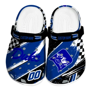 Duke Blue Devils Clogs - Custom Checkered Streaks Blue Black