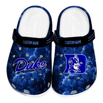 Duke Blue Devils Clogs - Personalized Cracked Energy Blue Black